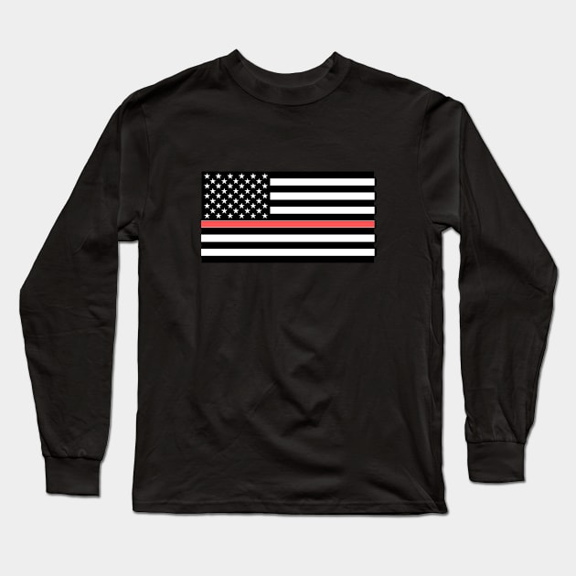 Firefighter American Flag Long Sleeve T-Shirt by cheesefries